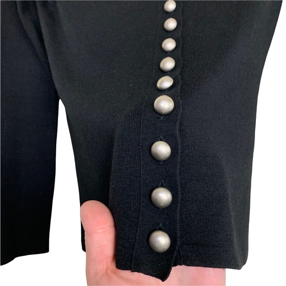 Etcetera Silk Cashmere Cotton Black Soft VNeck Button Front Cardigan Sweater S - Picture 3 of 6